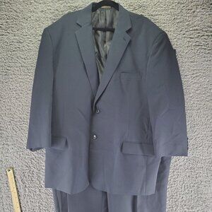 Lucci Suit Mens 56R 52x26 Navy Blue Polyester Two Piece Set *GUC*